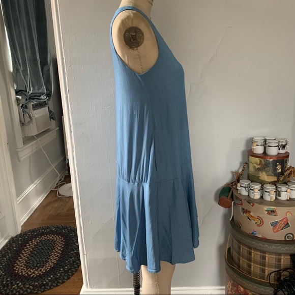 FRNCH CHAMBRAY BLUE DRESS WITH FLOUNCE - Picture 2 of 6